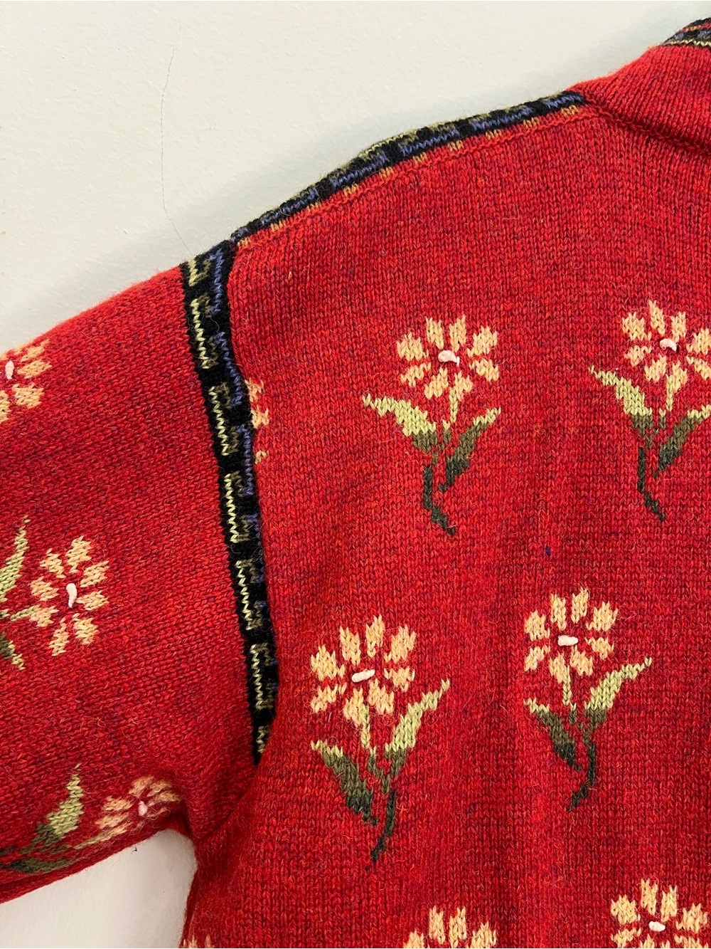 Vintage Icelandic Sweater Womens Large Wool Full Zip Embroidered Cardigan Nordic - Picture 8 of 15